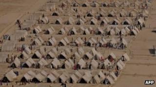 Temporary shelter for flood victims in Pakistan