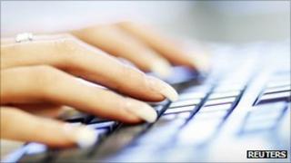 Worker on keyboard