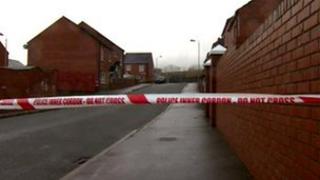 Police tape at bomb find scene