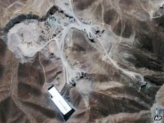 Satellite image provided by GeoEye in September 2009 showing facility under construction inside a mountain some 20 miles (32km) north-east of Qom, Iran