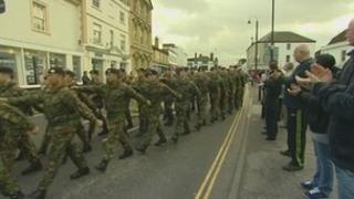 Troops march through Chippenham