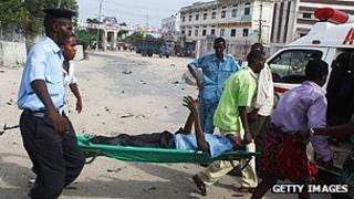 Casualty evacuated from a bombing scene