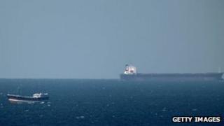 Oil tanker passing through the Straits of Hormuz