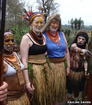 Danielle, her mother and Komya villagers