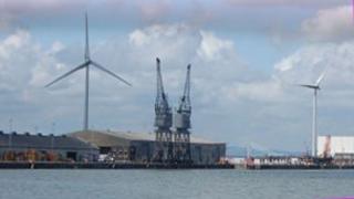 Two of the three turbines owned by Ecotricity