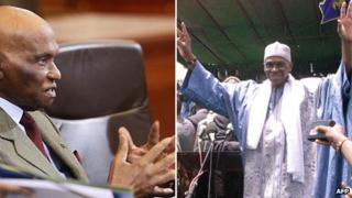 L: Abdoulaye Wade in 2009; R: Mr Wade in 2001