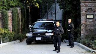 Los Angeles Police outside Don Cornelius' home on 1 February 2012