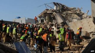Rescue operation at the site of the collapse