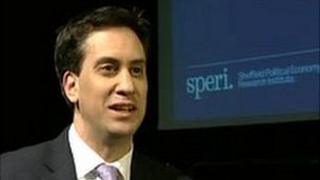 Ed Miliband speaking at Sheffield University