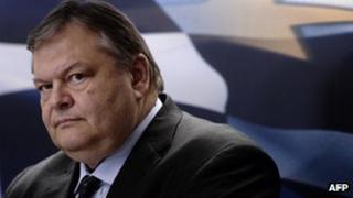 Greece's Finance Minister Evangelos Venizelos speaks during a press conference in Athens on January 31