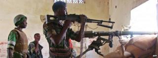 African Union peace keeping force and Somali government forces near Mogadishu