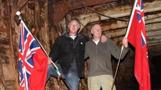 Peter Maddison, right, with fellow campaigner Allyn Walton on board the City of Adelaide
