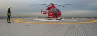 London's Air Ambulance is based during the day on top of the new premises of the Royal London Hospital