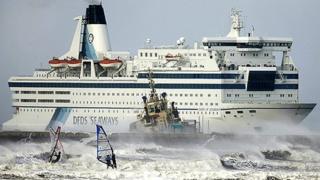 Ferry in stormy seas