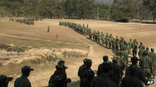 Kachin army soldiers near Laiza, Burma (13 Feb 2012)