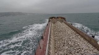 Barge with Portland stone