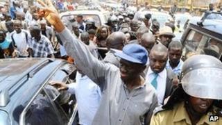 Forum for Democratic Change opposition leader Kizza Besigye in Kampala on 21 March 2012