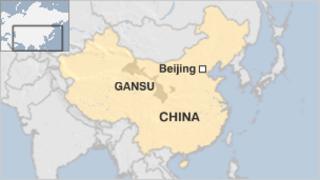 Map of China showing Beijing and Gansu province