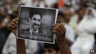 Supporter calling for Abdulhadi al-Khawaja's release in Bahrain (29 March 2012)