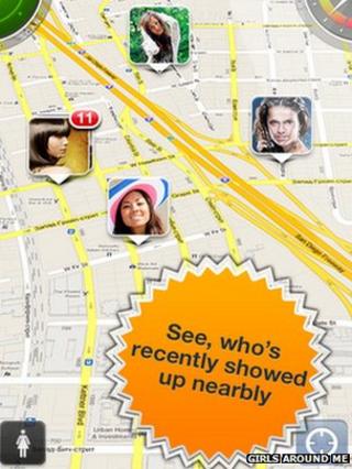 Screenshot of girls on Girls Around Me app