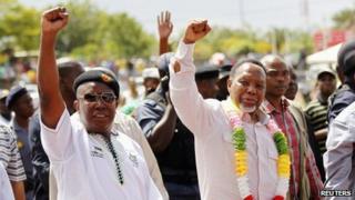 Julius Malema (L) and Deputy President Kgalema Motlanthe, 25 March 2012
