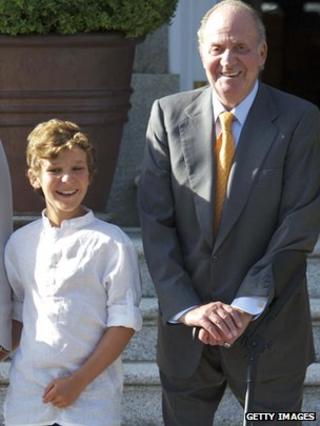 Felipe Juan Froilan (left) with King Juan Carlos in Madrid in August 2011