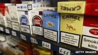 Cigarettes on display