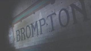 Inside Brompton Road Tube station
