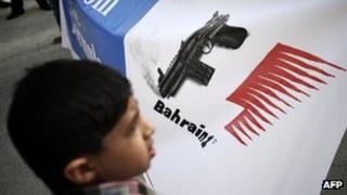A Bahraini Shia Muslim youth takes part in a demonstration calling for cancellation of the Bahrain F1 Grand Prix, on April 17, 2012, in the town of Muharraq