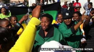 Demonstrations outside a Johannesburg courthouse, where eight suspects are appearing for allegedly gang raping a girl from Soweto