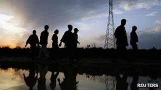 Migrants arriving at Nuevo Laredo, in the US (file pic)