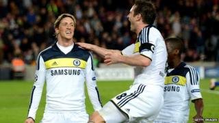 Lampard and Torres celebrate a goal