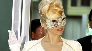 Lady gaga wearing an eye mask