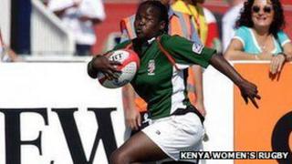 Aberdeen Shikoyi playing at the Dubai Sevens tournament Photo: Kenya Women's Rugby