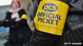 Picket line at passport centre in Glasgow