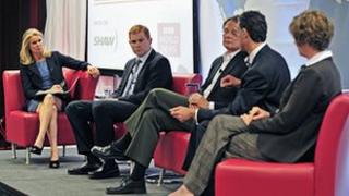 Katty Kay speaks to a panel in Canada