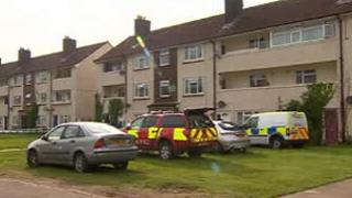 Police and fire service near the scene of a fatal fire on Saturday