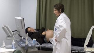 Woman having medical check