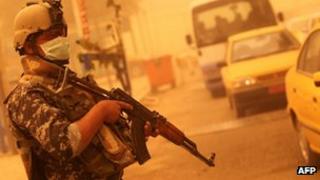 Baghdad security and dust storm