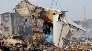 Plane wreckage removed from the crash site in Lagos