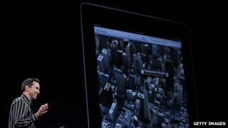 Apple Senior VP of iPhone Software Scott Forstall demonstrates the new map application featured on iOS 6 during the keynote address during the 2012 Apple WWDC keynote address