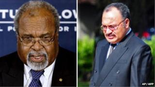 Papua New Guinea's Sir Michael Somare (L) and Peter O'Neill (R) (AP/AFP)
