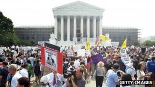 Crowds outside the US Supreme Court Washington Dc 28 June 2012