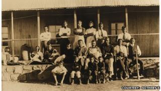 Gandhi and Kallenbach (middle row, centre) at Tolstoy Farm, South Africa, 1910