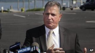 Nassau County Police Det Lt John Azzata, at a news conference on a fatal boating accident. Oyster Bay, New York, 5 July 2012