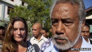 Prime Minister Xanana Gusmao and his wife Kirsty Gusmao cast their vote during Parliamentary Elections on July 7, 2012 in Dili, East Timor.