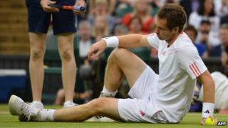 Andy Murray takes a tumble in 2012 Wimbledon final