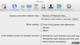 Safari browser preferences screenshot