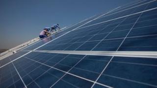 Solar panels being installed in Tianjin