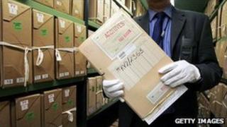 Picture of someone at the national archives at Kew